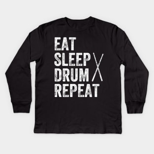 Eat sleep drum repeat Kids Long Sleeve T-Shirt